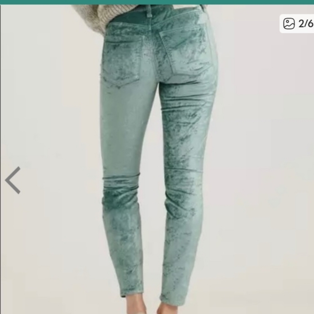 Lucky Seafoam Green Ava Skinny Velvet Crop Ankle Jeans - Picture 5 of 11